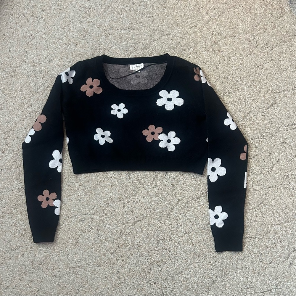 Pacsun Cropped Floral Sweater